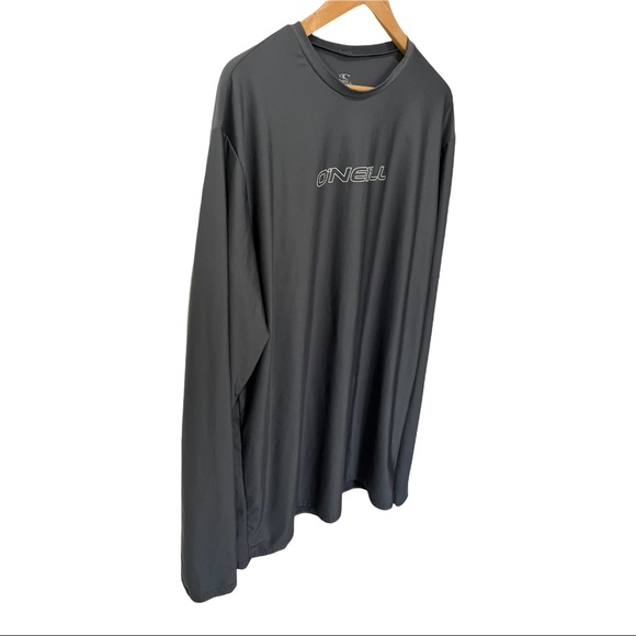 ONEILL SLIM FIT  SLATE GRAY ATHLETIC LONG SLEEVE LOGO UV PROTECTION SHIRT - Picture 7 of 11